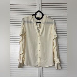 Scoop Women’s Cream Ruffled Long-Sleeve Blouse, Size: Medium (8-10), NWT